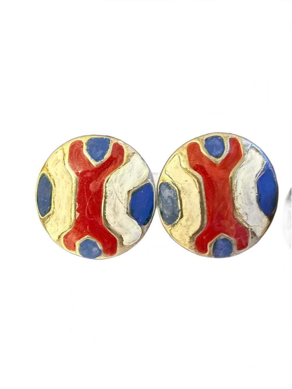 Red white blue round earrings